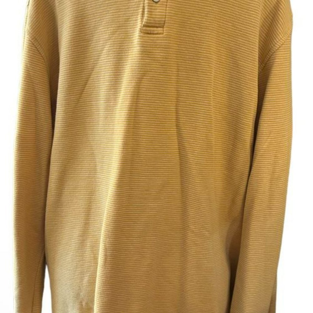 #22   Geoffrey Beene Button Up Pullover Long Sleeve Colored Golden Stripped Size